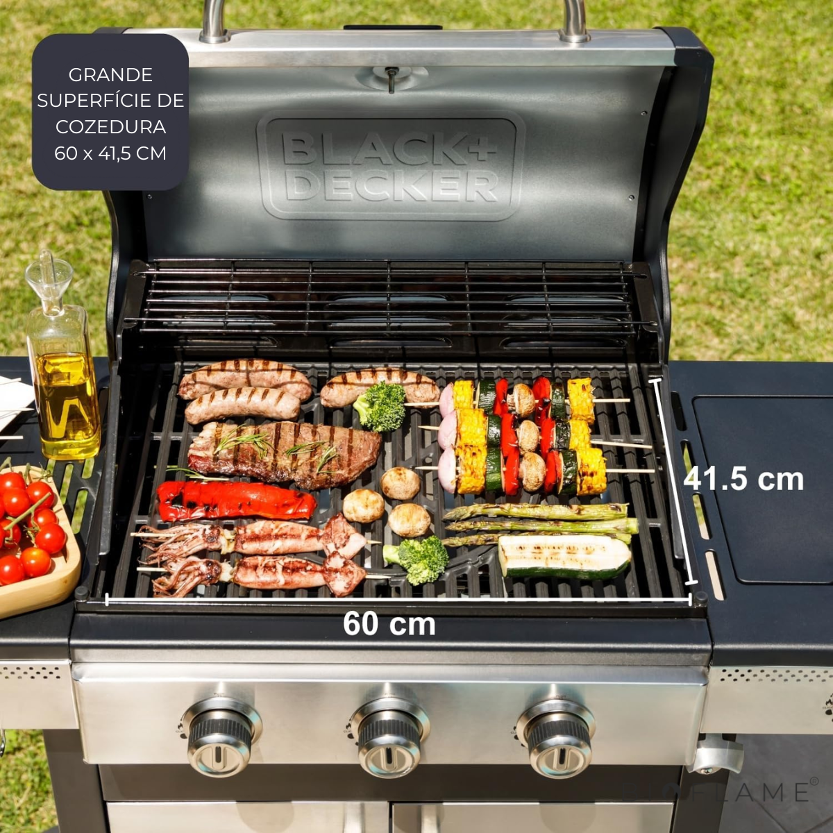 GRELHADOR A GÁS  - BLACK & DECKER 3 QUEIMADORES 