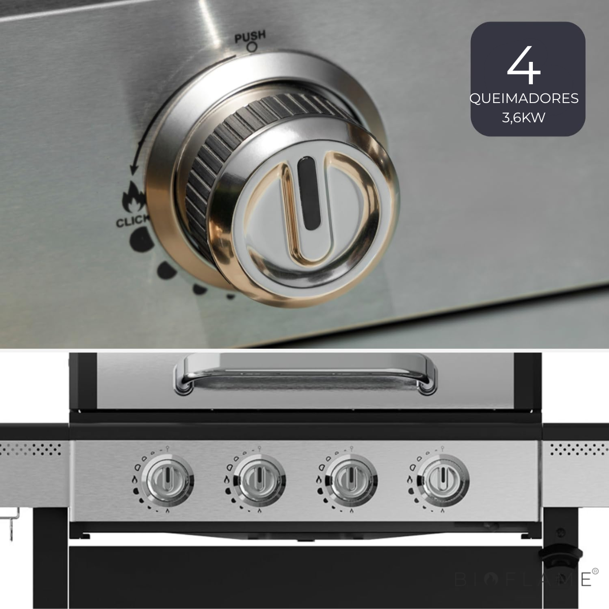 GRELHADOR A GÁS - BLACK & DECKER 4 QUEIMADORES