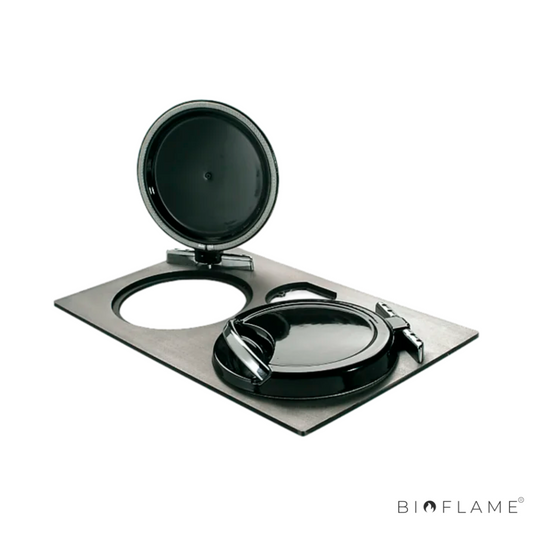 KIT DE PLACA COM 2 TAMPAS EM FERRO FUNDIDO ESMALTADO PRETO