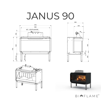 LAREIRA ELÉTRICA HOLOGRÁFICA - NOBIS JANUS 90 / 125 / 170