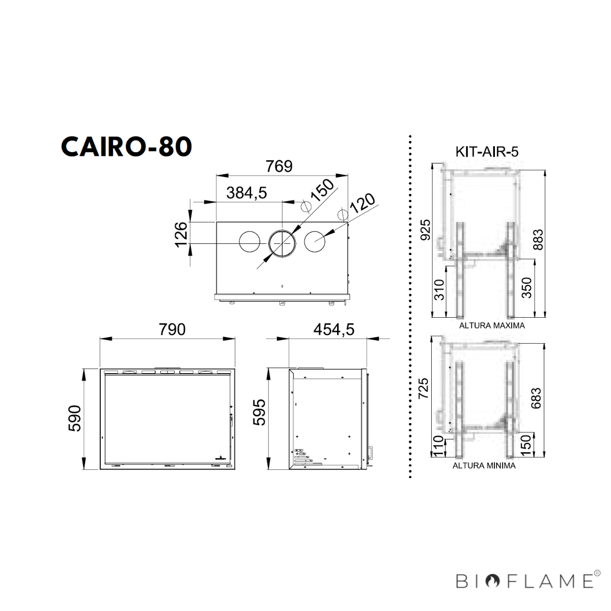 RECUPERADOR DE CALOR A LENHA COM VENTILAÇÃO CANALIZÁVEL - BRONPI CAIRO 80