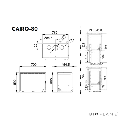 RECUPERADOR DE CALOR A LENHA COM VENTILAÇÃO CANALIZÁVEL - BRONPI CAIRO 80