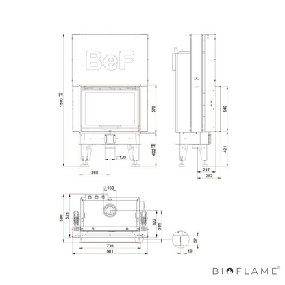 RECUPERADOR DE CALOR A LENHA PARA AQUECIMENTO CENTRAL - BEF AQUATIC WH V 70 CL/CP