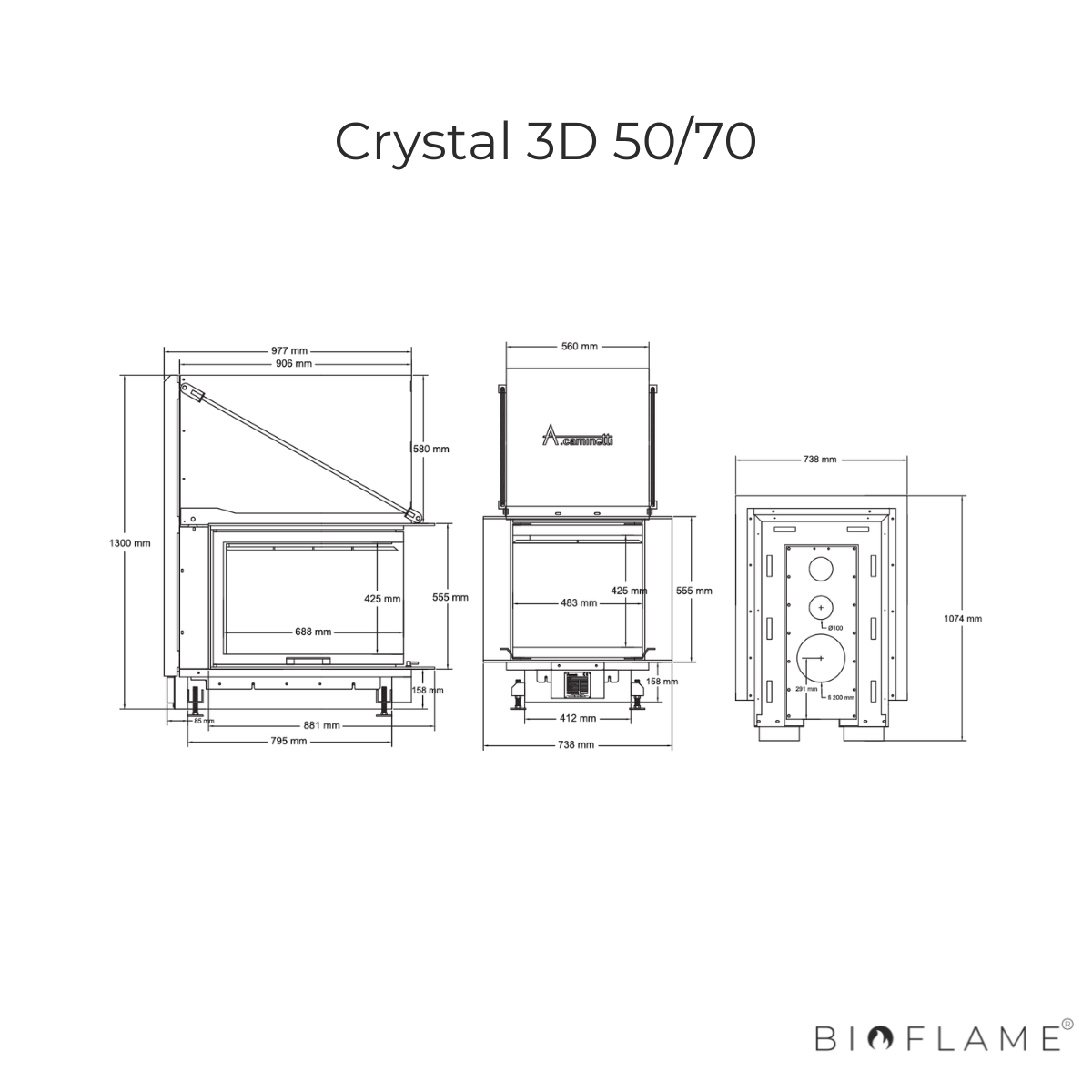 RECUPERADOR DE CALOR A LENHA - A.CAMINETTI CRYSTAL 3D