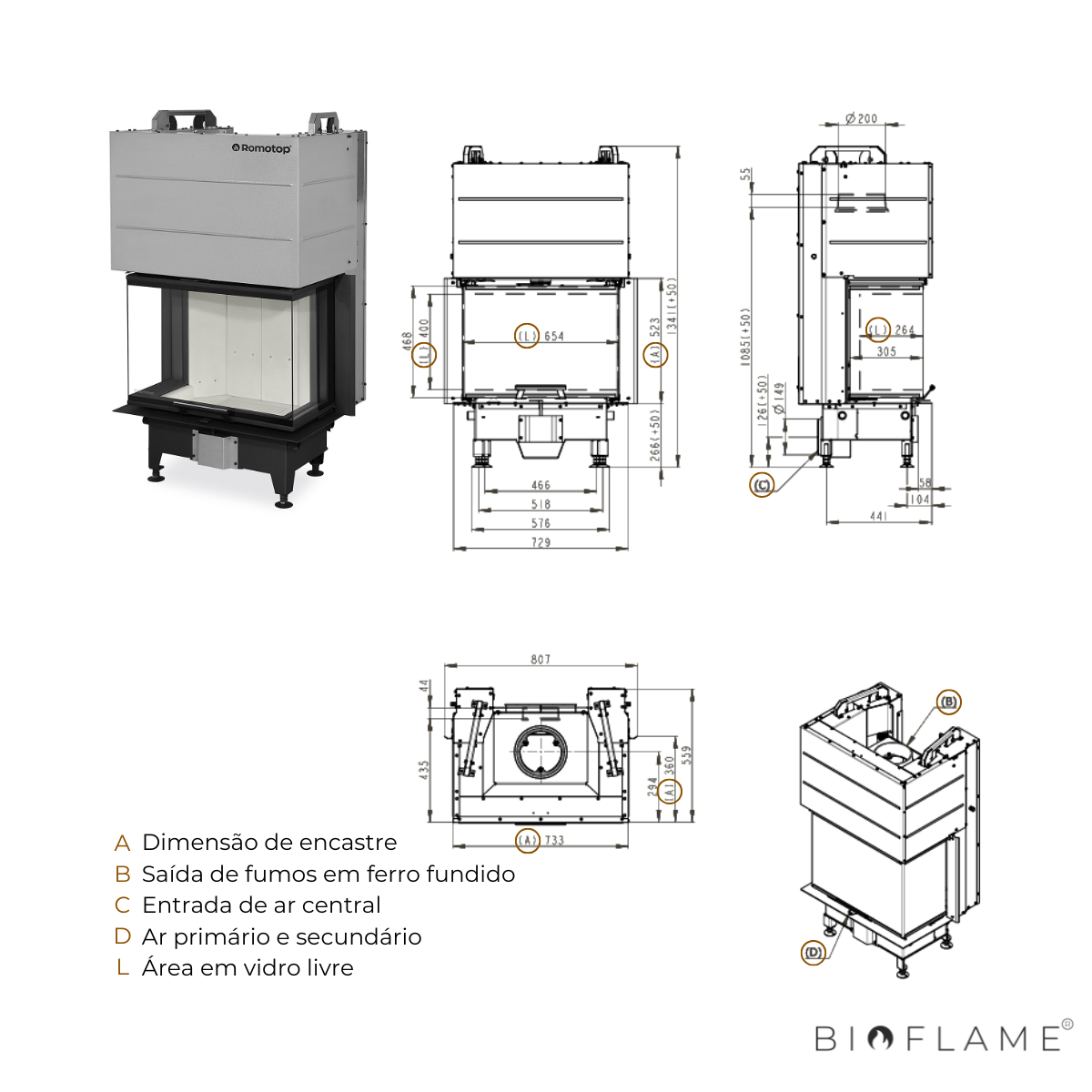 RECUPERADOR DE CALOR A LENHA - ROMOTOP HEAT HC3LH