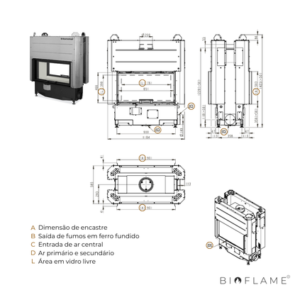 RECUPERADOR DE CALOR A LENHA - ROMOTOP HEAT HT3LF 04