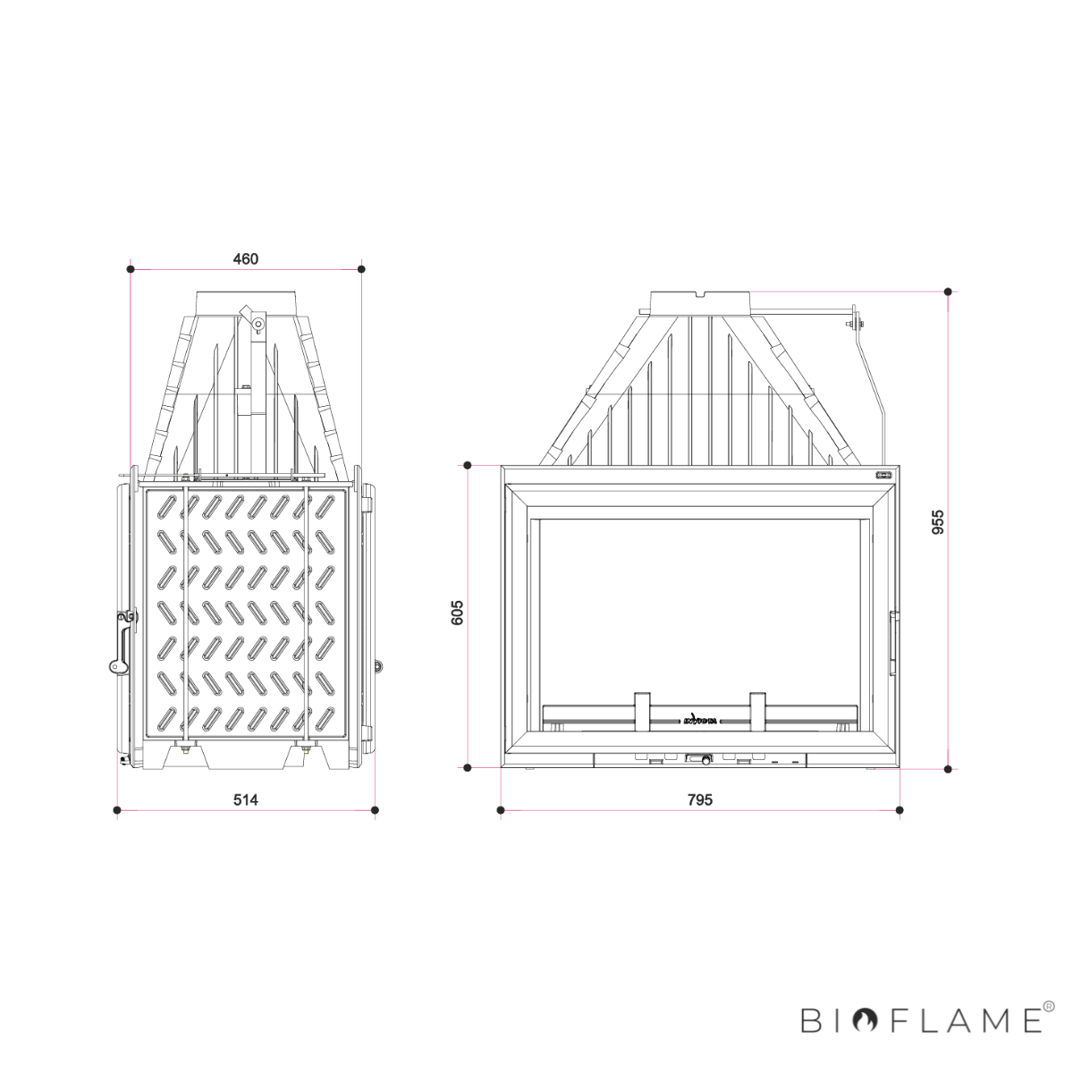 RECUPERADOR DE CALOR A LENHA EM FERRO FUNDIDO DUPLA FACE – INVICTA 800 DF