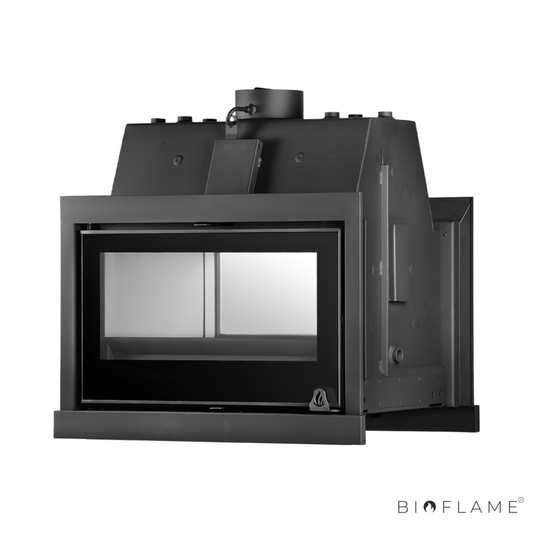 RECUPERADOR DE CALOR A LENHA PARA AQUECIMENTO CENTRAL - SOLRAK JADE 910 STYLE  DUPLA FACE