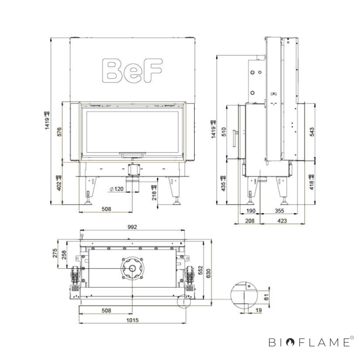 RECUPERADOR DE CALOR A LENHA PARA AQUECIMENTO CENTRAL - BEF TWIN V 10 AQUATIC II