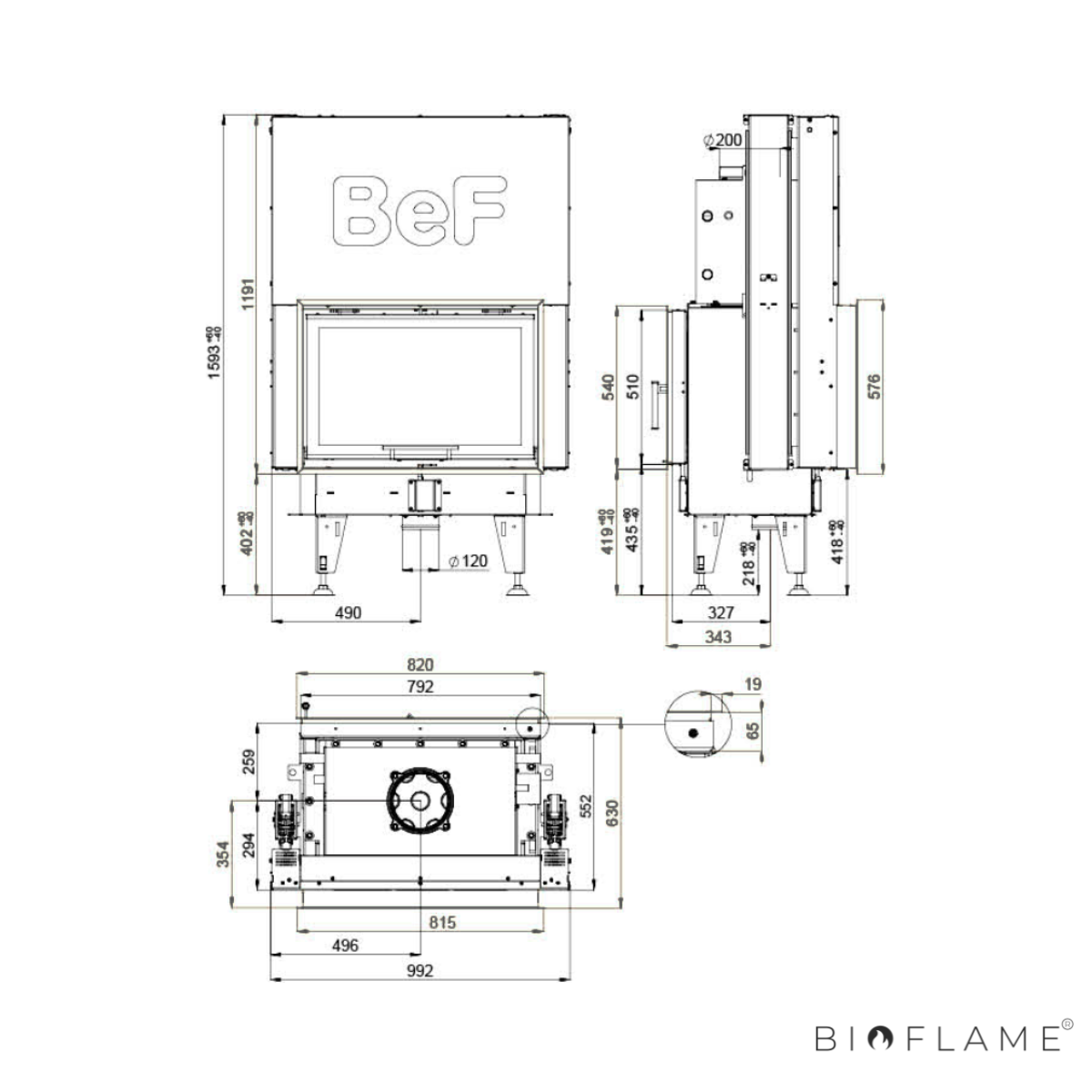 RECUPERADOR DE CALOR A LENHA PARA AQUECIMENTO CENTRAL - BEF TWIN V 8 AQUATIC II