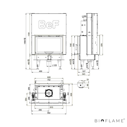 RECUPERADOR DE CALOR A LENHA PARA AQUECIMENTO CENTRAL - BEF TWIN V 8 AQUATIC II