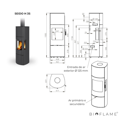 SALAMANDRA A LENHA - ROMOTOP SEIDO H 3S