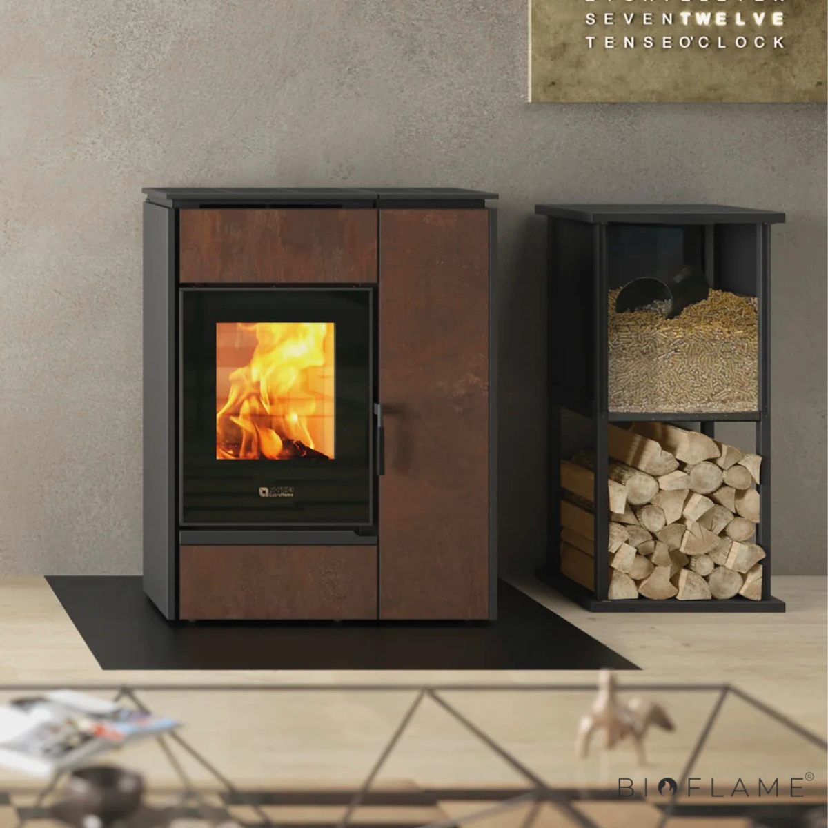 SALAMANDRA A LENHA E PELLETS CANALIZÁVEL - NORDICA EXTRAFLAME MARGARET