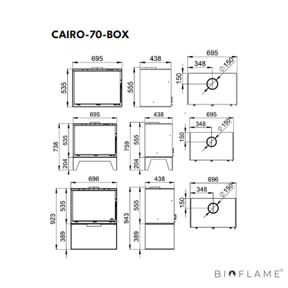 SALAMANDRA A LENHA - BRONPI CAIRO 70 BOX