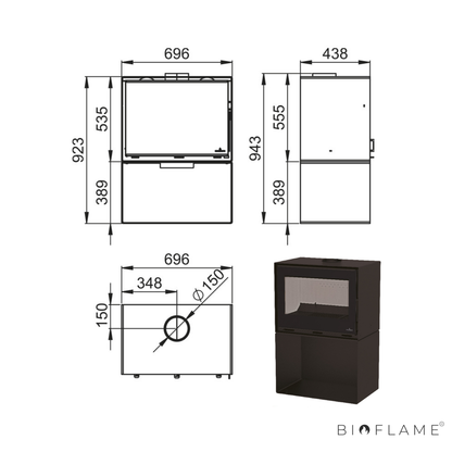 SALAMANDRA A LENHA - BRONPI CAIRO 70 BOX COM LENHEIRO 
