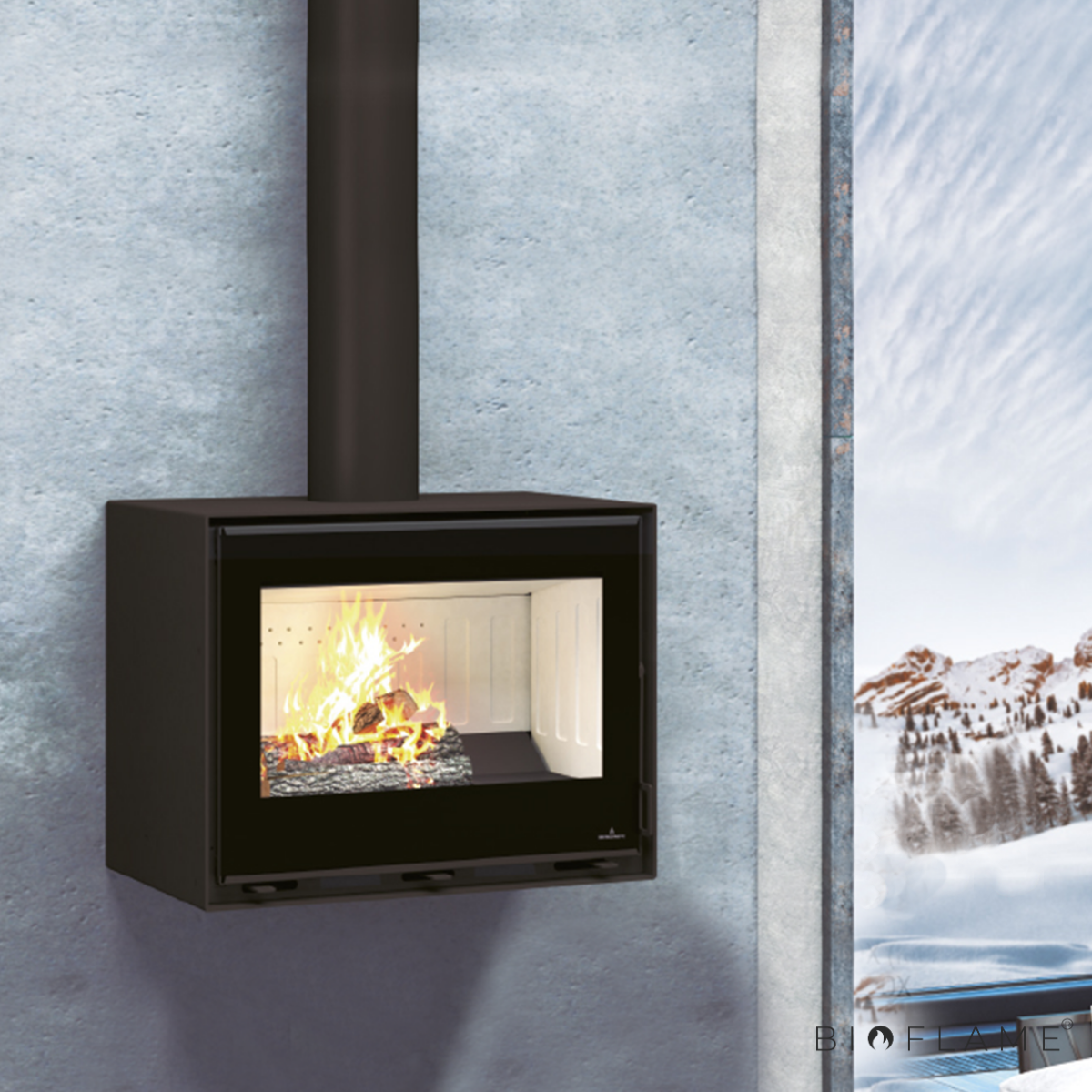 SALAMANDRA A LENHA - BRONPI CAIRO 70 BOX SUSPENSA