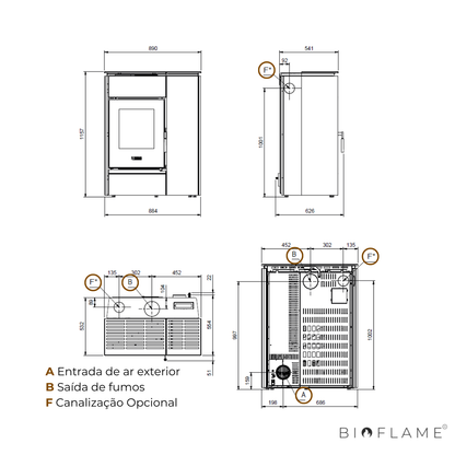 SALAMANDRA A LENHA E PELLETS CANALIZÁVEL - NORDICA EXTRAFLAME MARGARET