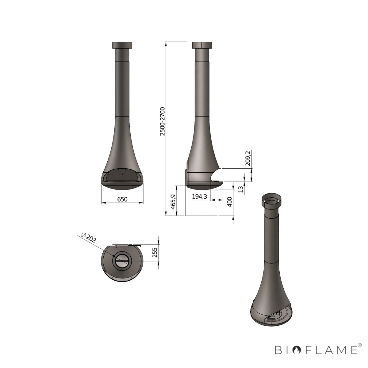 SALAMANDRA A LENHA SUSPENSA ROTATIVA - CL DESIGN FUSION