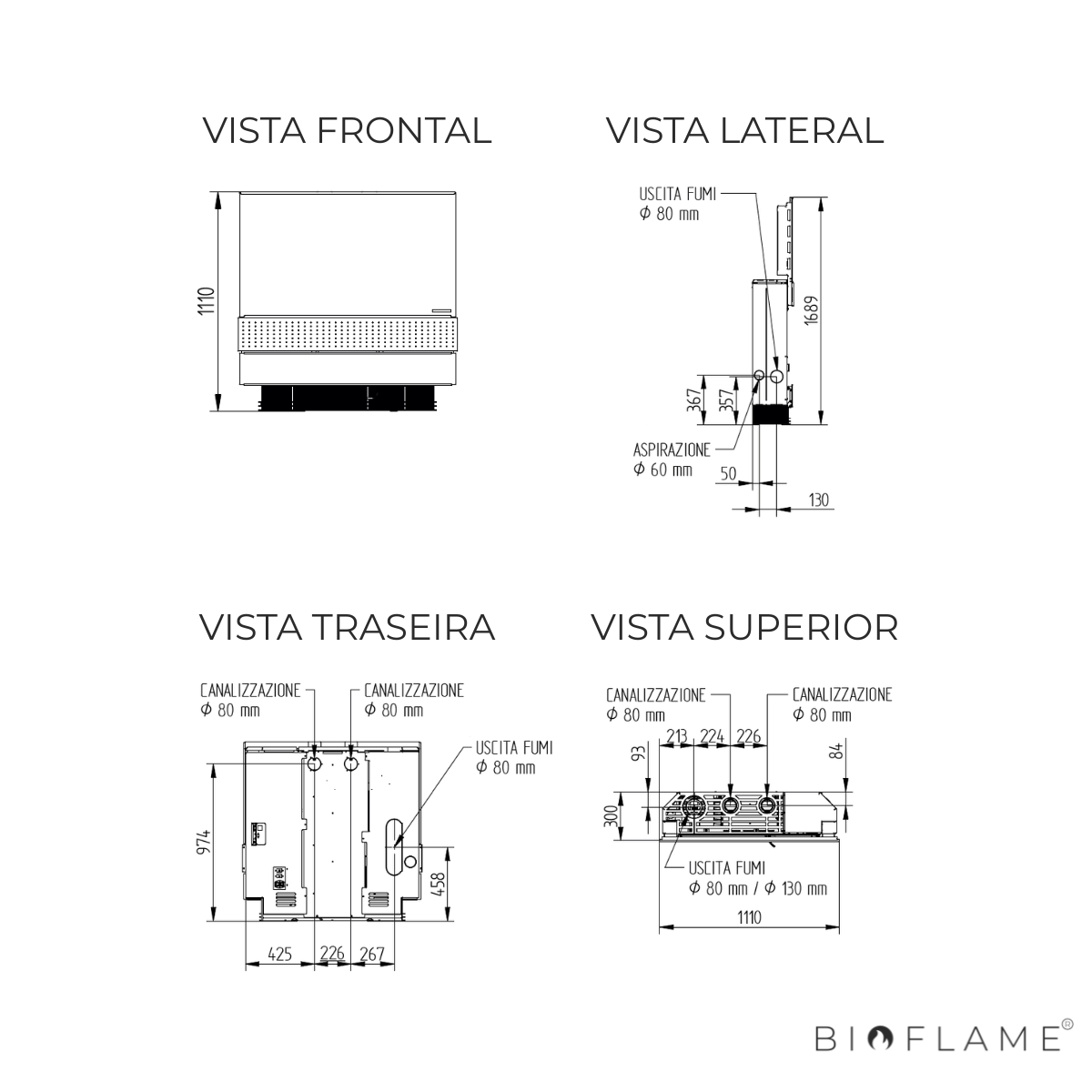 SALAMANDRA A PELLETS CANALIZÁVEL - MORETTI DESIGN COMPACT VISION