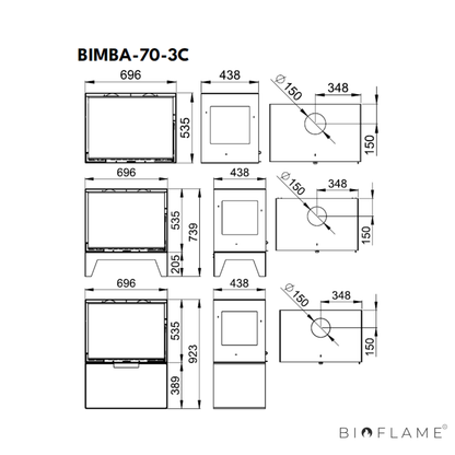 SALAMANDRA A LENHA COM VENTILAÇÃO - BRONPI BIMBA 70 3C