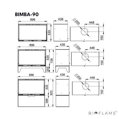 SALAMANDRA A LENHA COM VENTILAÇÃO - BRONPI BIMBA 90