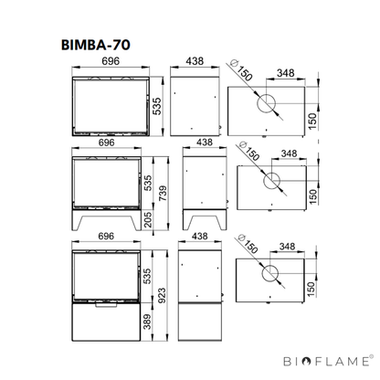 SALAMANDRA A LENHA COM VENTILAÇÃO - BRONPI BIMBA 70