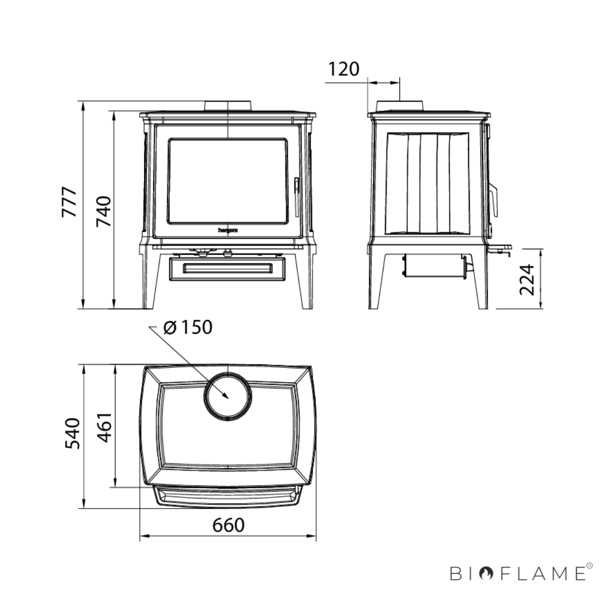 SALAMANDRA A LENHA EM FERRO FUNDIDO - HERGOM E-30 M