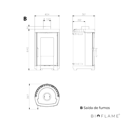 SALAMANDRA A LENHA EM FERRO FUNDIDO - NORDICA EXTRAFLAME BRIGITTA GB