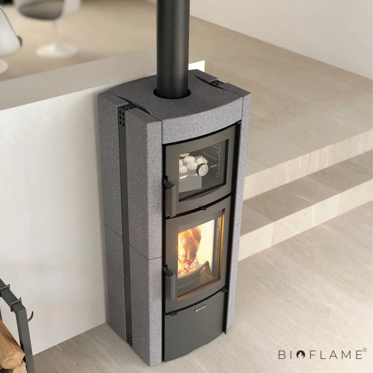 SALAMANDRA A LENHA EM FERRO FUNDIDO - NORDICA EXTRAFLAME ESTER FORNO