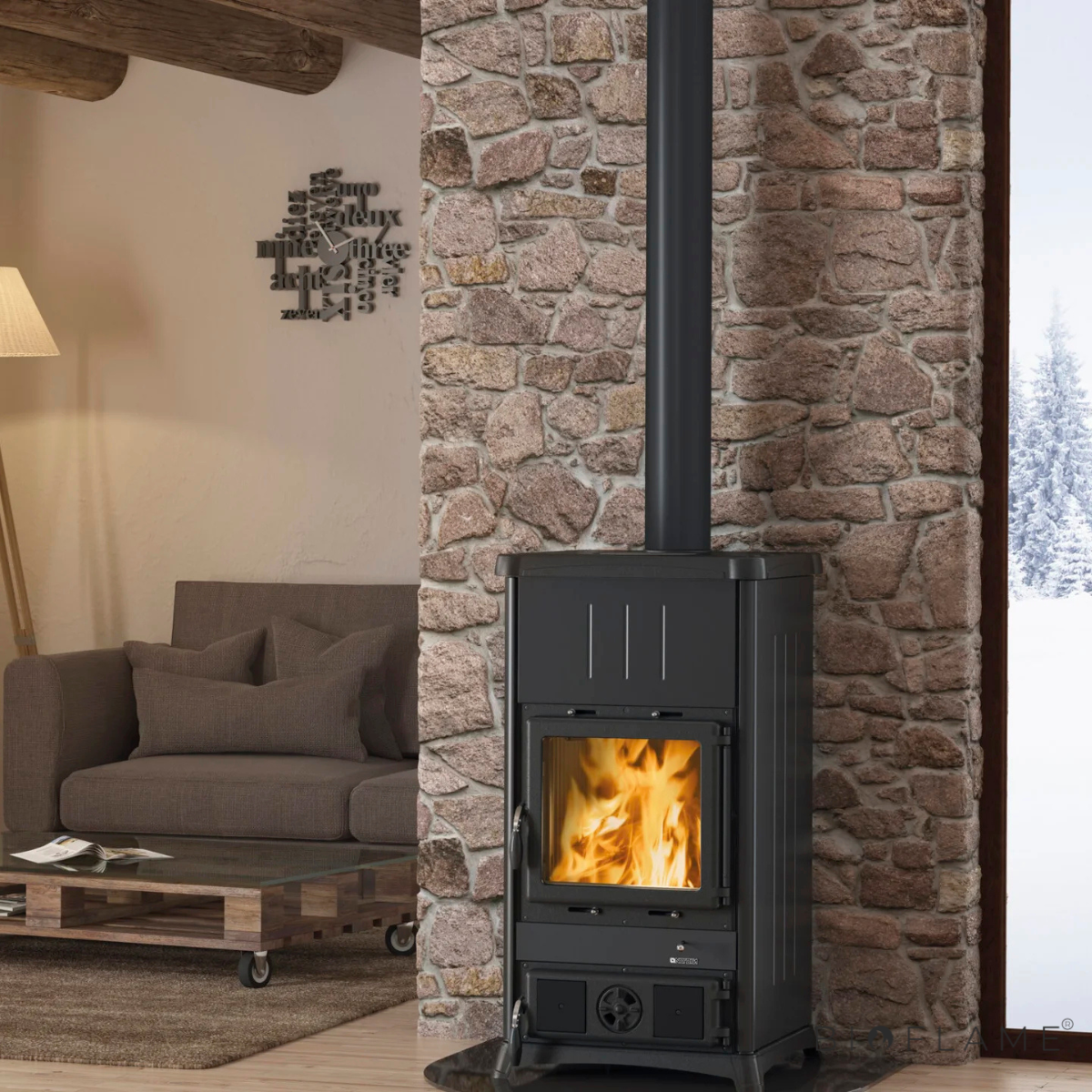 SALAMANDRA A LENHA EM FERRO FUNDIDO - NORDICA EXTRAFLAME FEDORA