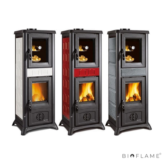 SALAMANDRA A LENHA EM FERRO FUNDIDO - NORDICA EXTRAFLAME GEMMA FORNO