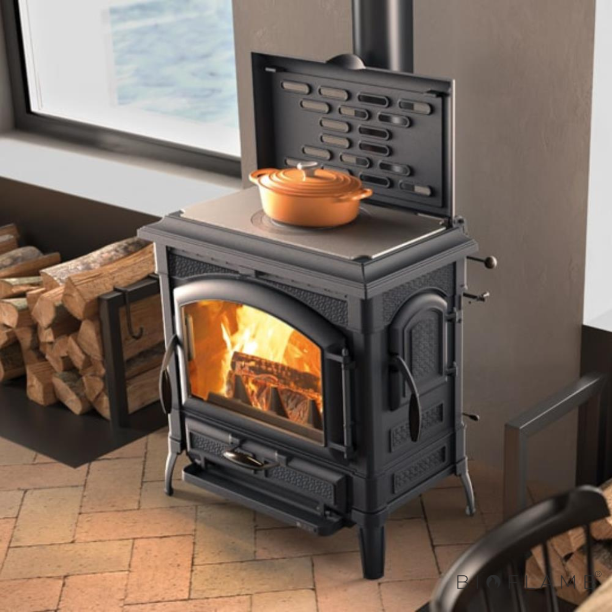 SALAMANDRA A LENHA EM FERRO FUNDIDO - NORDICA EXTRAFLAME ISETTA CON CERCHI