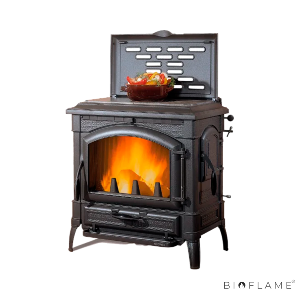 SALAMANDRA A LENHA EM FERRO FUNDIDO - NORDICA EXTRAFLAME ISOTTA CON CERCHI EVO