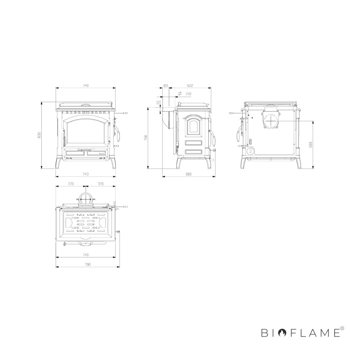 SALAMANDRA A LENHA EM FERRO FUNDIDO - NORDICA EXTRAFLAME ISOTTA CON CERCHI EVO