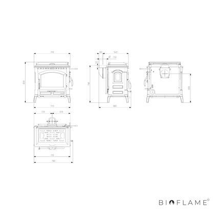 SALAMANDRA A LENHA EM FERRO FUNDIDO - NORDICA EXTRAFLAME ISOTTA CON CERCHI EVO