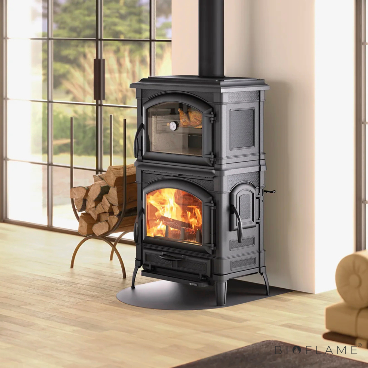 SALAMANDRA A LENHA EM FERRO FUNDIDO - NORDICA EXTRAFLAME ISOTTA FORNO