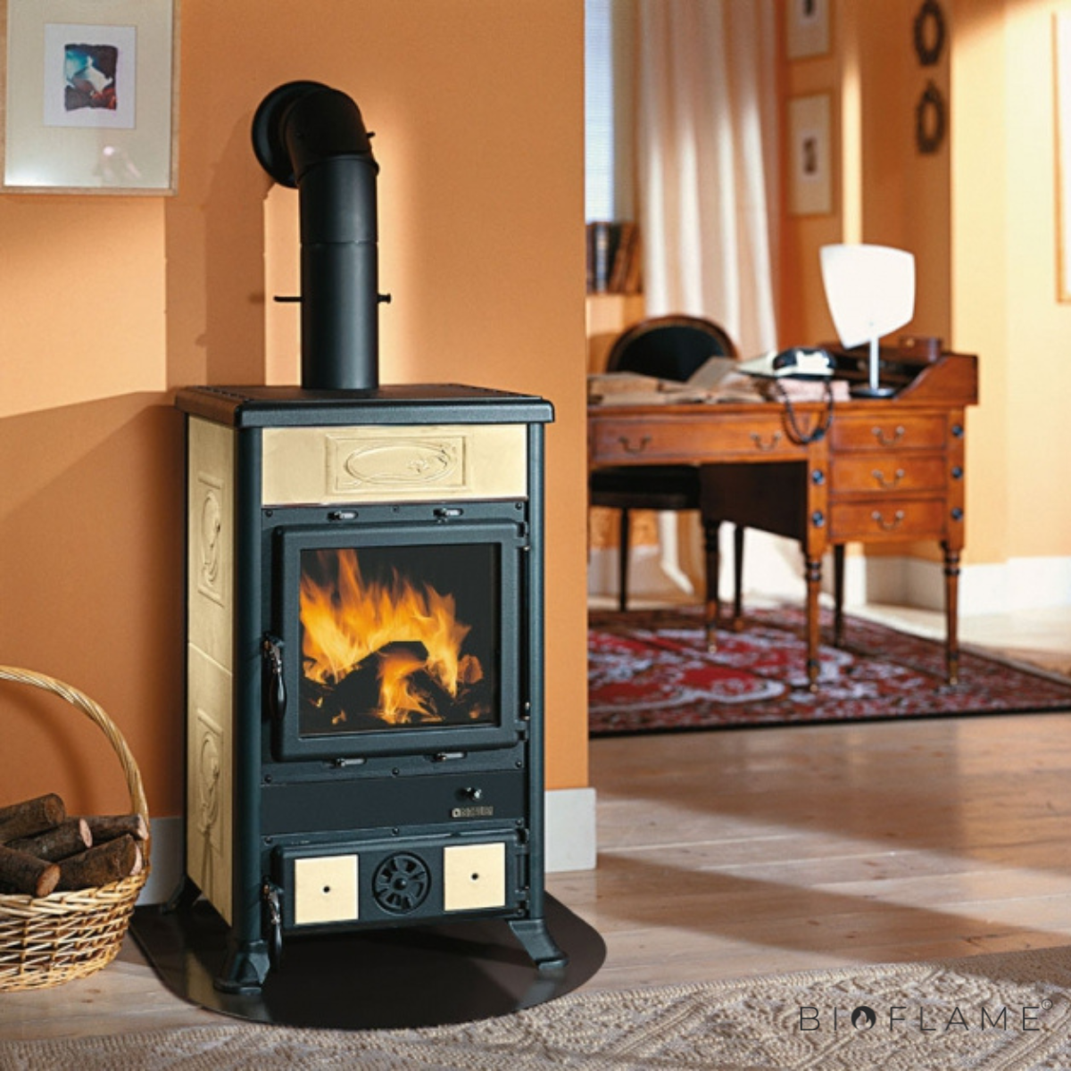 SALAMANDRA A LENHA EM FERRO FUNDIDO - NORDICA EXTRAFLAME ROSSELLA R1 BII