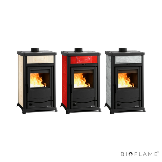 SALAMANDRA A LENHA PARA AQUECEMENTO CENTRAL - NORDICA EXTRAFLAME TERMOROSSELLA PLUS EVO DSA 4.0