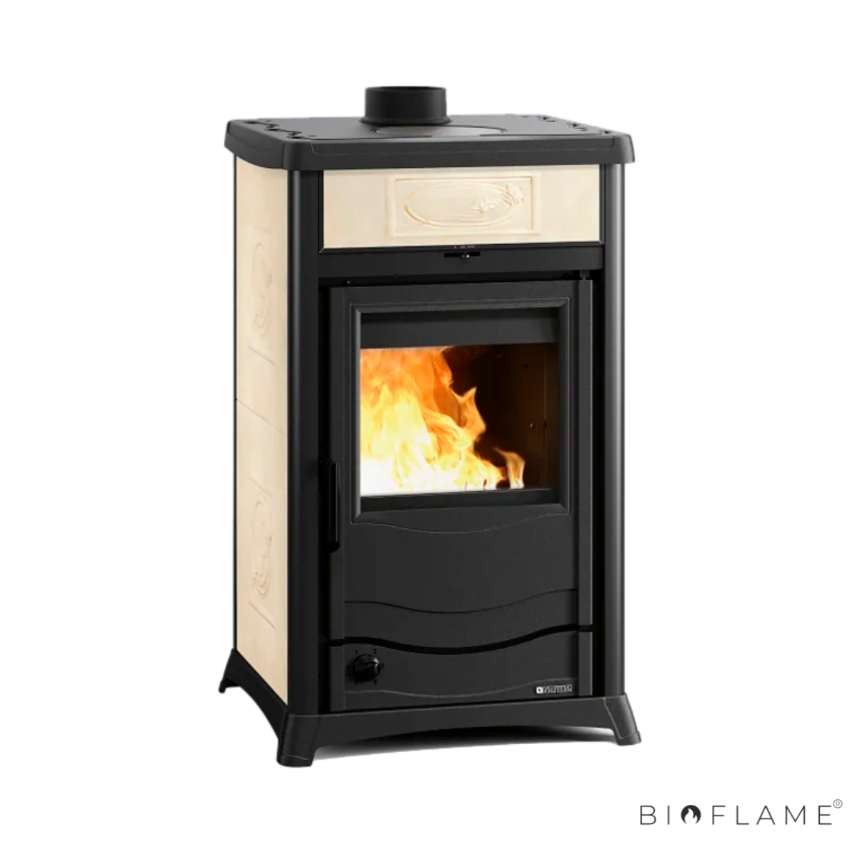 SALAMANDRA A LENHA PARA AQUECEMENTO CENTRAL - NORDICA EXTRAFLAME TERMOROSSELLA PLUS EVO DSA 4.0