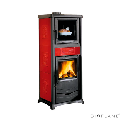 SALAMANDRA A LENHA PARA AQUECIEMNTO CENTRAL - NORDICA EXTRAFLAME TERMOROSSELLA PLUS FORNO DSA 4.0
