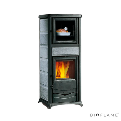 SALAMANDRA A LENHA PARA AQUECIEMNTO CENTRAL - NORDICA EXTRAFLAME TERMOROSSELLA PLUS FORNO DSA 4.0