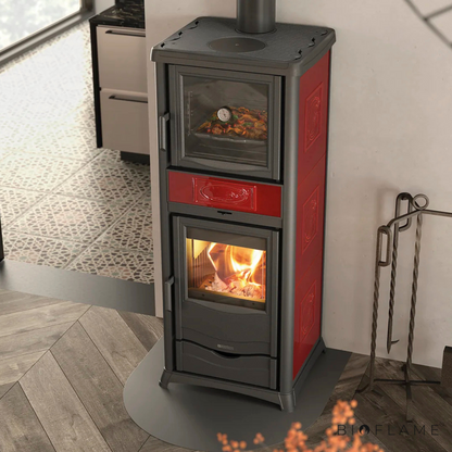 SALAMANDRA A LENHA PARA AQUECIEMNTO CENTRAL - NORDICA EXTRAFLAME TERMOROSSELLA PLUS FORNO DSA 4.0