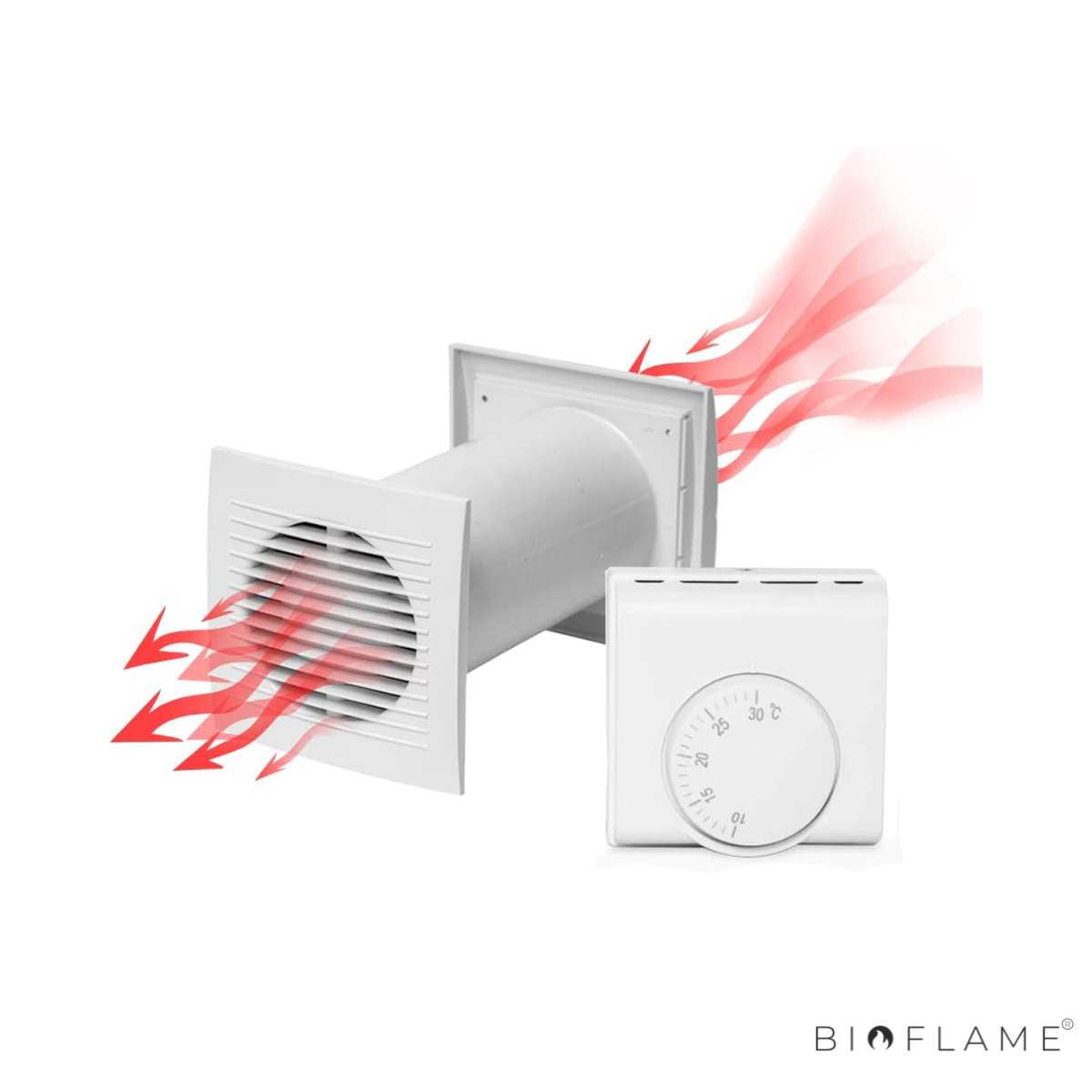 VENTILADOR DE PAREDE COM TERMÓSTATO PARA DISTRIBUIÇÃO DE AR QUENTE - TRIA COSY