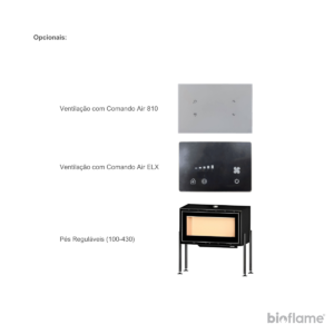 Opcionais para o Recuperador de Calor a Lenha – Adf Linea 100: Comando Air 810, Air ELX e pés reguláveis