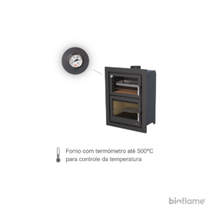 Detalhe do termômetro do Recuperador de Calor a Lenha Bronpi Murano E, possibilitando controle preciso da temperatura do forno.