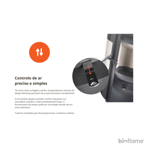 Controlo de ar primário do Recuperador de Calor a Lenha Canalizável – Romotop H3LG 04