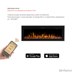 Aplicação para Android e iOS da Lareira Eléctrica - Aflamo Diamond 115/128/153/165/183.