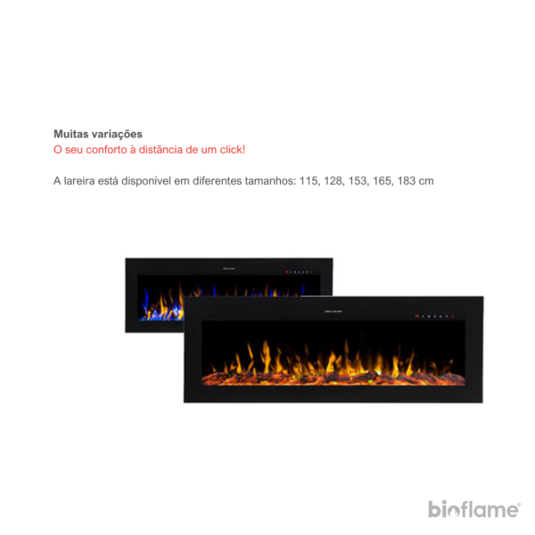 Variações de tamanho da Lareira Eléctrica - Aflamo Diamond 115/128/153/165/183.