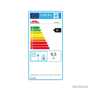 Etiqueta de classificação energética A+ do Recuperador de Calor a Lenha Bronpi Paris 55