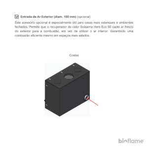 Entrada de Ar Exterior opcional para Recuperador de Calor Solzaima Hera Eco 60